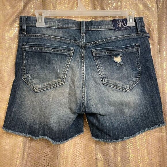 Rock & Republic Bumbershoot Studded Distressed Cut Off Jean Shorts, 14 - Picture 2 of 8